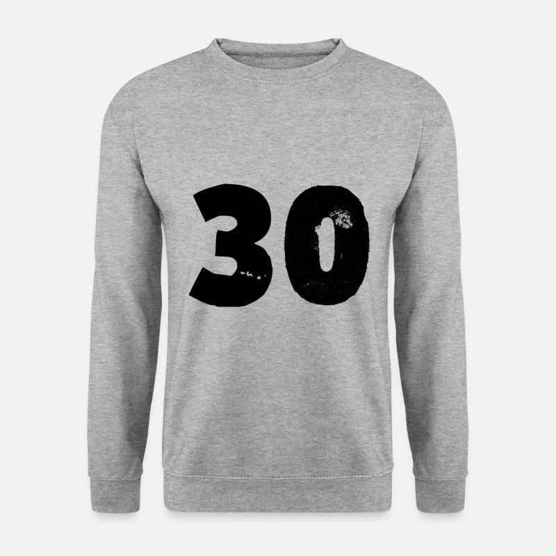 30 Zahl - Unisex Pullover - Weißgrau meliert