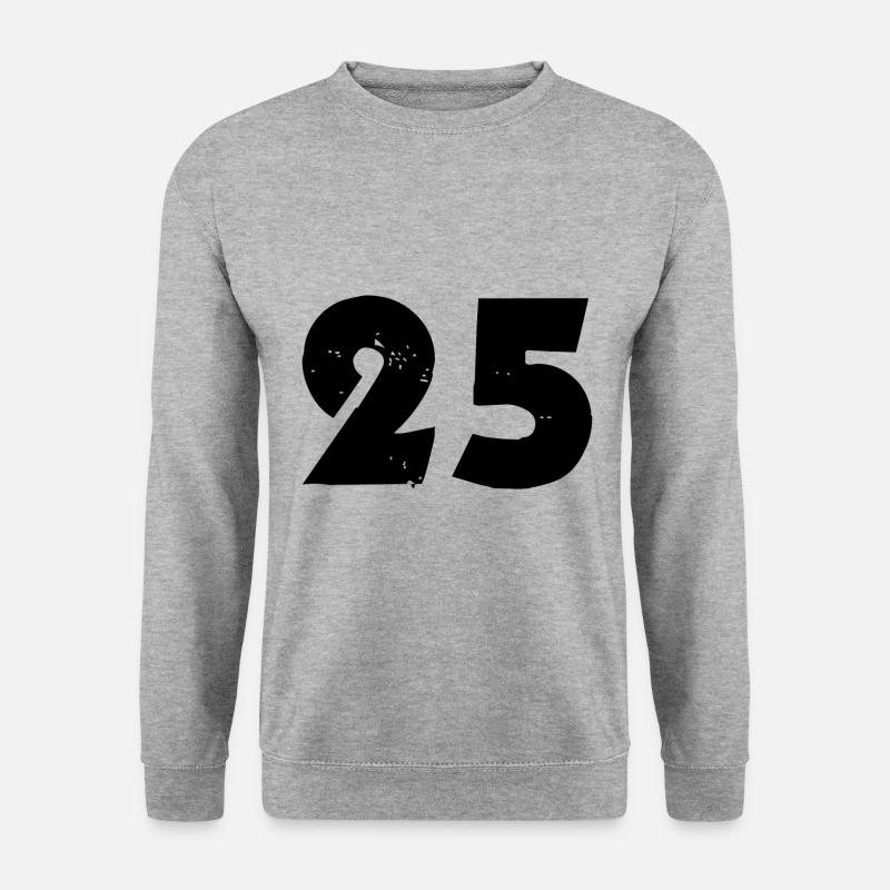 25 Zahl - Unisex Pullover - Weißgrau meliert