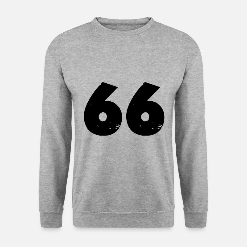 66 Zahl - Unisex Pullover - Weißgrau meliert