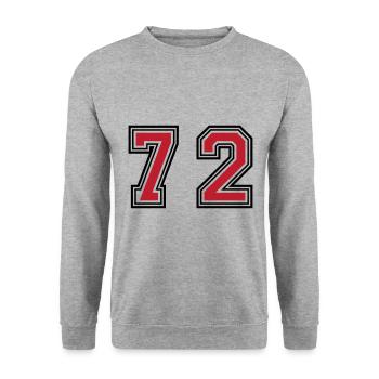 72 Zahl Symbol - Unisex Pullover - Weißgrau meliert - Vorne - Alina (178cm) & Michal (187cm)