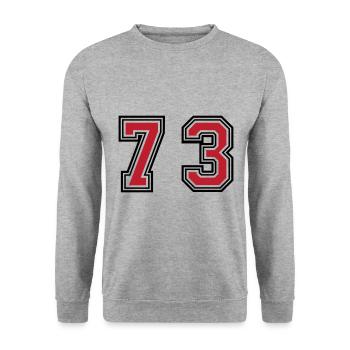 73 Symbole numérique - Sweat-shirt Unisexe - gris chiné - Devant - Alina (178cm) & Michal (187cm)