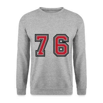 76 Symbole numérique - Sweat-shirt Unisexe - gris chiné - Devant - Alina (178cm) & Michal (187cm)
