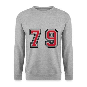 79 Symbole numérique - Sweat-shirt Unisexe - gris chiné - Devant - Alina (178cm) & Michal (187cm)