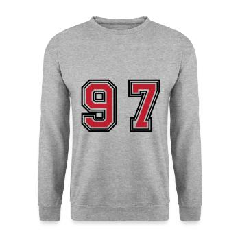 97 Symbole numérique - Sweat-shirt Unisexe - gris chiné - Devant - Alina (178cm) & Michal (187cm)
