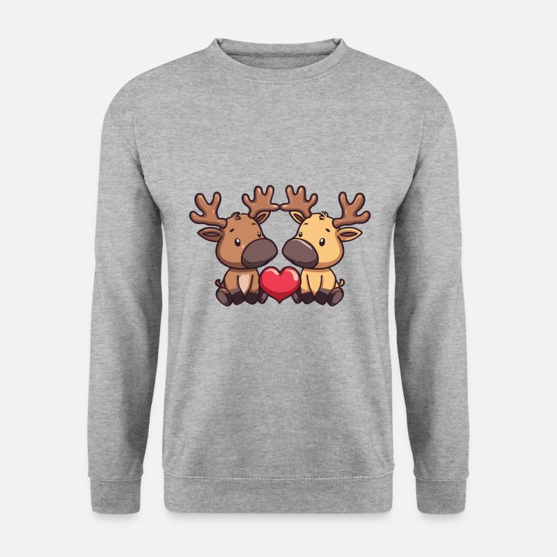 Moose Comic Couple Love - Unisex Sweatshirt - salt & pepper