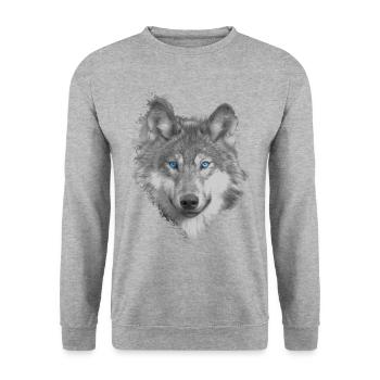 Wolf - Unisex Pullover - Weißgrau meliert - Vorne - Alina (178cm) & Michal (187cm)