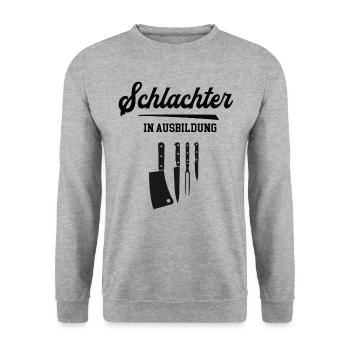 Schlachter Ausbildung Lehre Schlachterausbildung - Unisex Pullover - Weißgrau meliert - Vorne - Alina (178cm) & Michal (187cm)