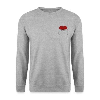 Heart pocket - Unisex Sweatshirt - salt & pepper - Front - Alina (178cm) & Michal (187cm)