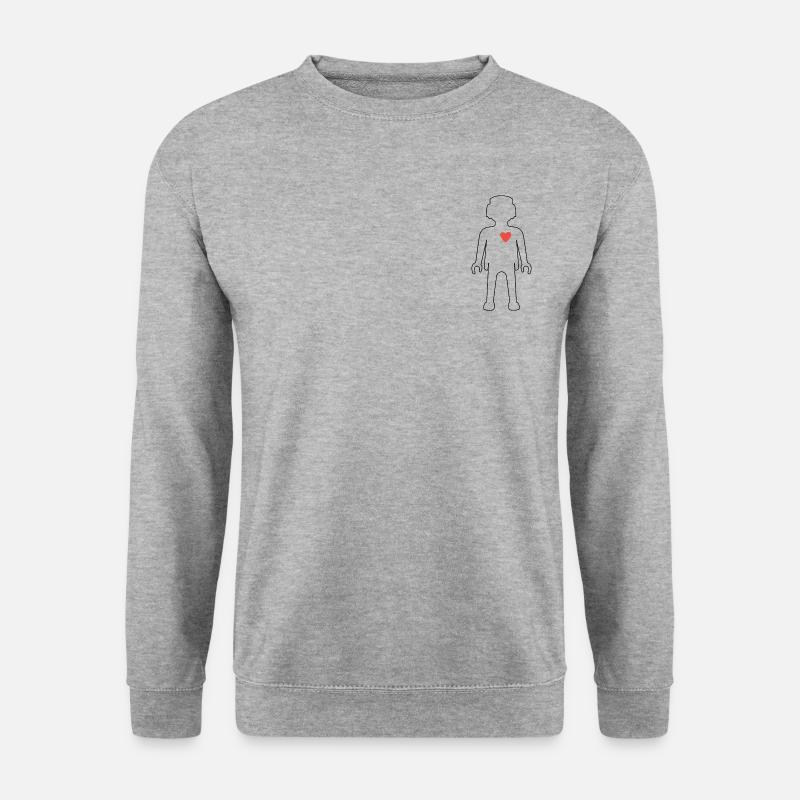Playmobil Figur Mit Herz - Unisex Pullover - Weißgrau meliert