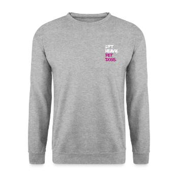 Heben Sie schwere Hunde - Unisex Pullover - Weißgrau meliert - Vorne - Alina (178cm) & Michal (187cm)