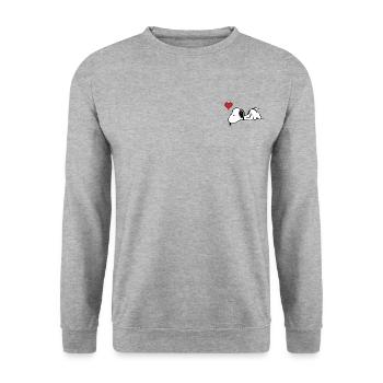 Peanuts Snoopy Herz Brustmotiv - Unisex Pullover - Weißgrau meliert - Vorne - Alina (178cm) & Michal (187cm)
