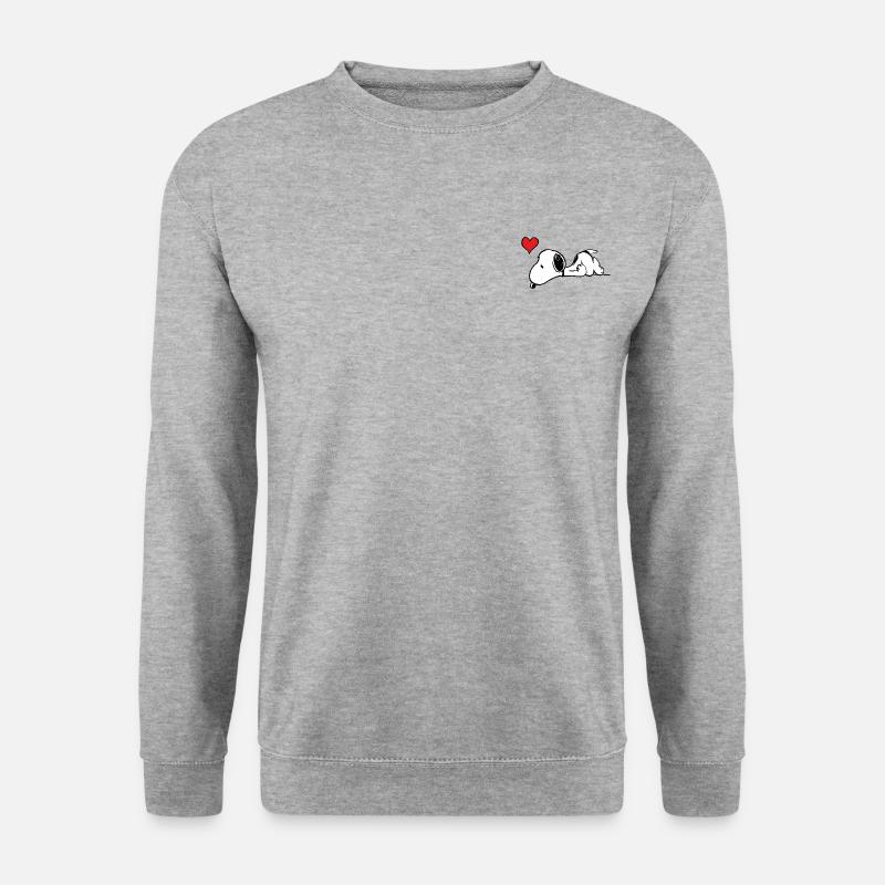 Peanuts Snoopy Herz Brustmotiv - Unisex Pullover - Weißgrau meliert
