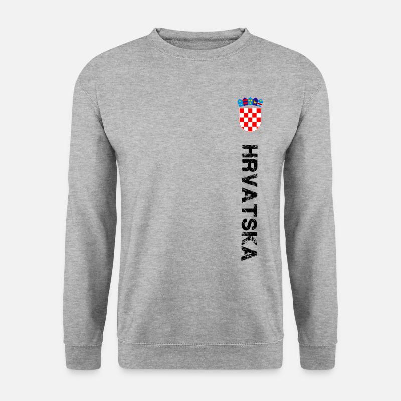 Hrvatska Kroatien Design im Retro Look. - Unisex Pullover - Weißgrau meliert