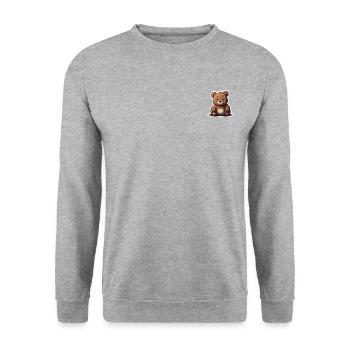 Niedlicher Bär - Unisex Pullover - Weißgrau meliert - Vorne - Alina (178cm) & Michal (187cm)