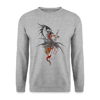 Dragon - Unisex Pullover - Weißgrau meliert - Vorne - Alina (178cm) & Michal (187cm)