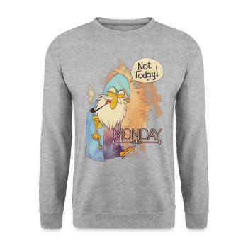 Ich hasse Montag Nicht Heute! Zauberer Design - Unisex Pullover - Weißgrau meliert - Vorne - Alina (178cm) & Michal (187cm)
