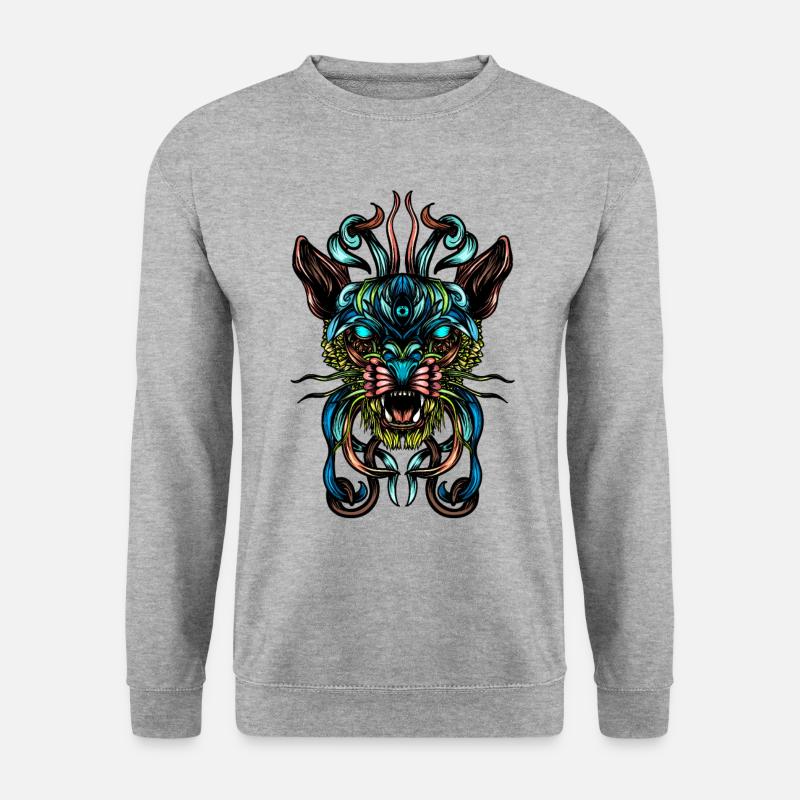 Katzenartig - Unisex Pullover - Weißgrau meliert