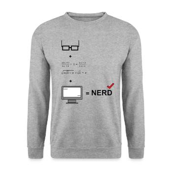 Nerd - Sweat-shirt Unisexe - gris chiné - Devant - Alina (178cm) & Michal (187cm)