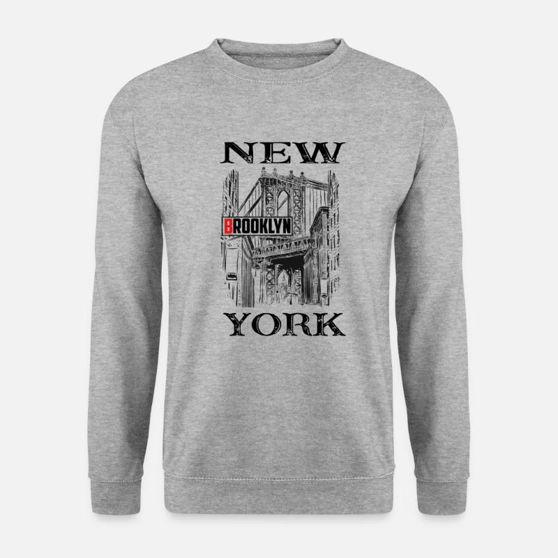 New York - Brooklyn Bridge - Unisex Pullover - Weißgrau meliert