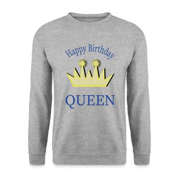 REINE joyeux anniversaire joyeux anniversaire - Sweat-shirt Unisexe - gris chiné - Devant - Alina (178cm) & Michal (187cm)
