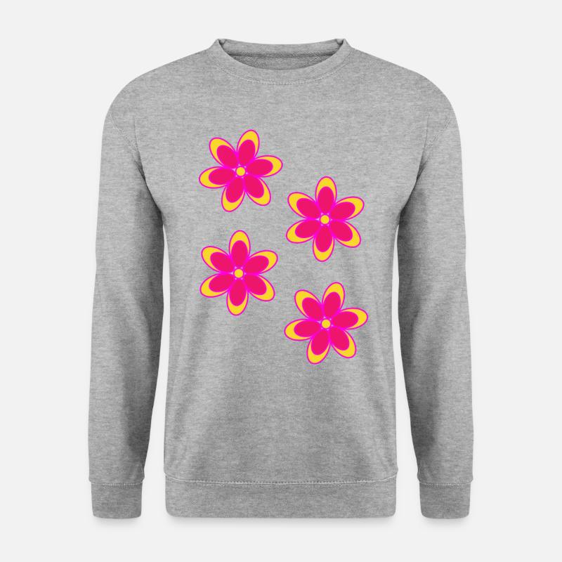 Bunte Blumen - Unisex Pullover - Weißgrau meliert