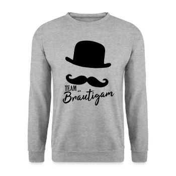 Team Bräutigam - Unisex Pullover - Weißgrau meliert - Vorne - Alina (178cm) & Michal (187cm)