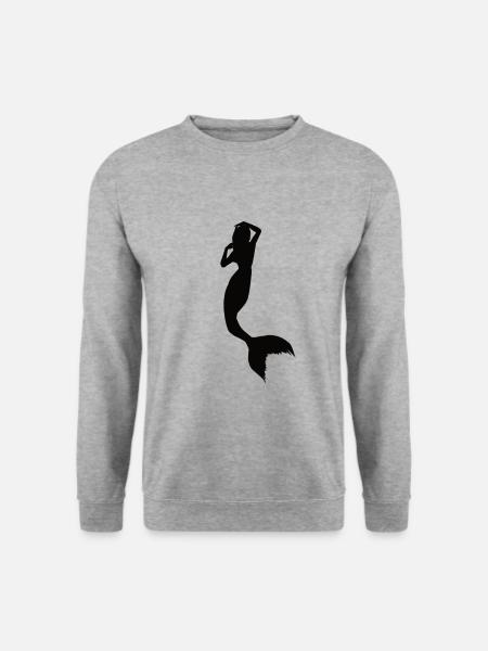 Meerjungfrau Silhouette Fabelwesen Geschichte - Unisex Pullover - Weißgrau meliert
