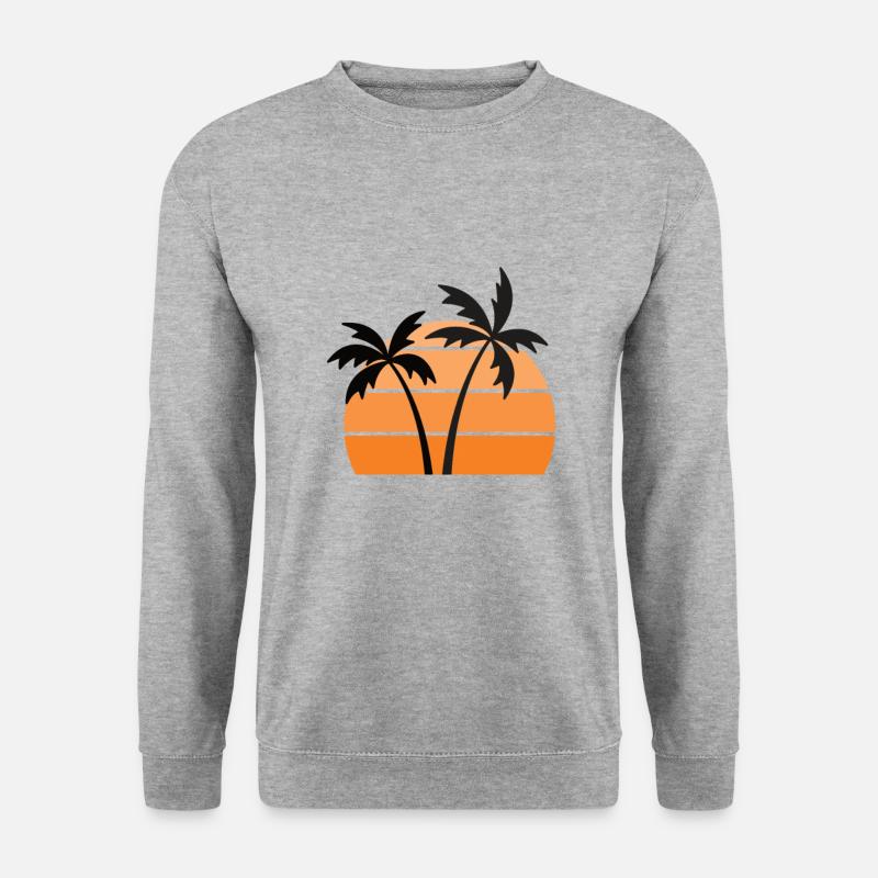 Palmen Sommer Sonne - Unisex Pullover - Weißgrau meliert