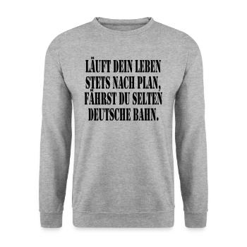 Läuft dein Leben stets nach Plan fährst keine Bahn - Unisex Pullover - Weißgrau meliert - Vorne - Alina (178cm) & Michal (187cm)