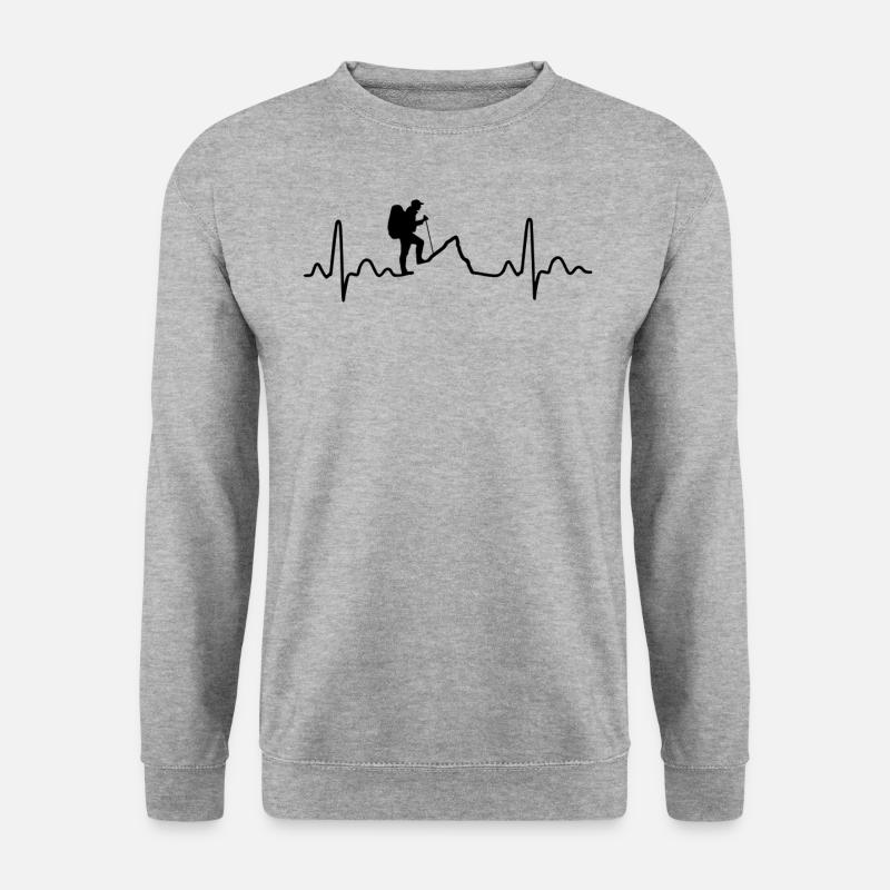 Hiking Heartbeat bw - Unisex Pullover - Weißgrau meliert