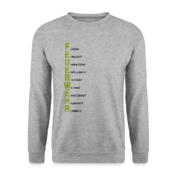 FEUERWEHR - Unisex Pullover - Weißgrau meliert - Vorne - Alina (178cm) & Michal (187cm)