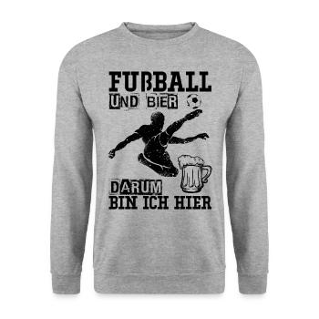 Fußball Und Bier Fußballer - Unisex Pullover - Weißgrau meliert - Vorne - Alina (178cm) & Michal (187cm)