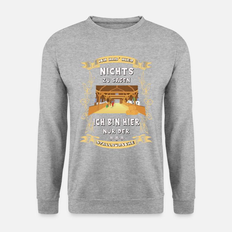 Stallbursche Reiten Pferd Stall witziger Spruch - Unisex Pullover - Weißgrau meliert