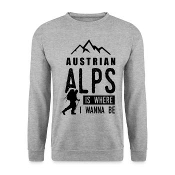 Austrian Alps Mountains Hiking Mountain - Unisex Sweatshirt - salt & pepper - Front - Alina (178cm) & Michal (187cm)