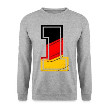nummer 1 Deutschland - Unisex Pullover - Weißgrau meliert - Vorne - Alina (178cm) & Michal (187cm)
