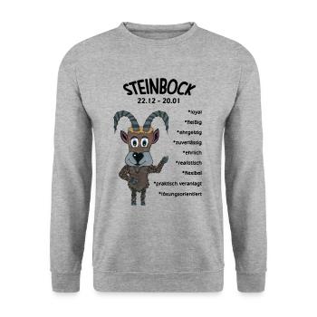 Sternzeichen Steinbock - Unisex Pullover - Weißgrau meliert - Vorne - Alina (178cm) & Michal (187cm)