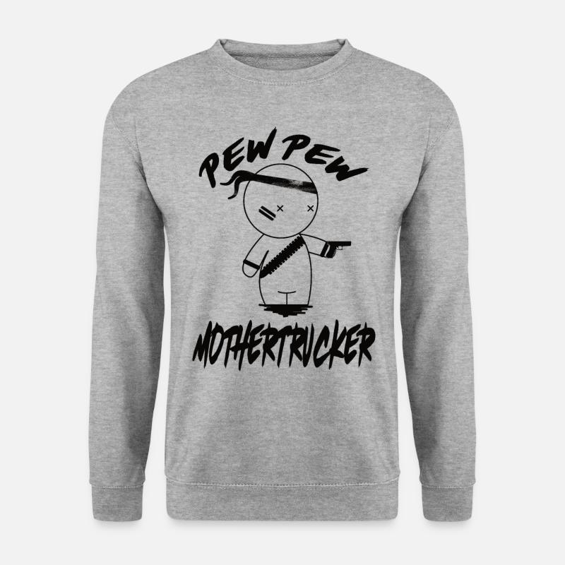 PEW PEW Mothertrucker - Unisex Pullover - Weißgrau meliert