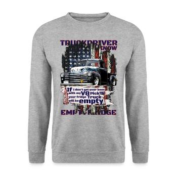 V8 beer truck for a full refrigerator - Unisex Sweatshirt - salt & pepper - Front - Alina (178cm) & Michal (187cm)