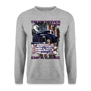 Mother Nature the V8 truck and beer in the fridge - Unisex Sweatshirt - salt & pepper - Front - Alina (178cm) & Michal (187cm)