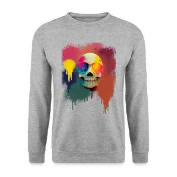 rainbow skull - Sweat-shirt Unisexe - gris chiné - Devant - Alina (178cm) & Michal (187cm)
