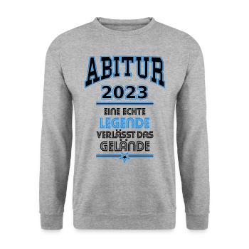Abitur Legende 2023 Abi 23 Abishirt - Unisex Pullover - Weißgrau meliert - Vorne - Alina (178cm) & Michal (187cm)