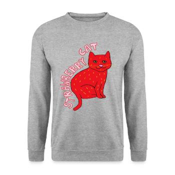 Strawberry cat fruity feline - Unisex Sweatshirt - salt & pepper - Front - Alina (178cm) & Michal (187cm)