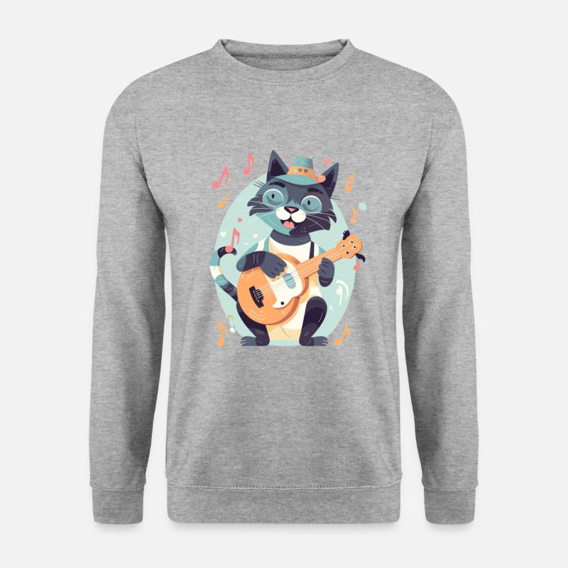 Cute cat with guitar - Unisex Sweatshirt - salt & pepper