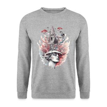Trippy Shaman - Sweat-shirt Unisexe - gris chiné - Devant - Alina (178cm) & Michal (187cm)