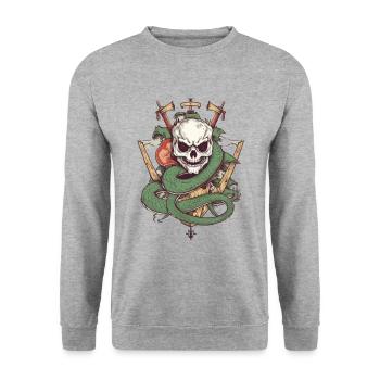 Dragon Pirate Flag - Sweat-shirt Unisexe - gris chiné - Devant - Alina (178cm) & Michal (187cm)