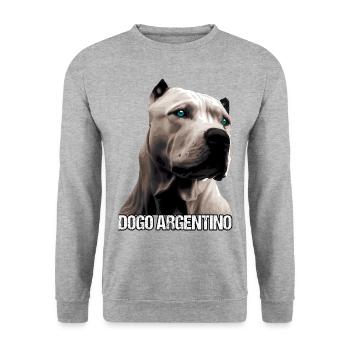 Dogo Argentino Hund Design für Hundeliebhaber - Unisex Pullover - Weißgrau meliert - Vorne - Alina (178cm) & Michal (187cm)