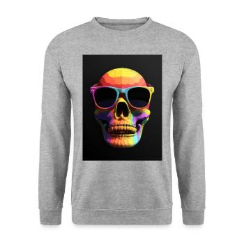 Colorful skull and crossbones with sunglasses - Unisex Sweatshirt - salt & pepper - Front - Alina (178cm) & Michal (187cm)