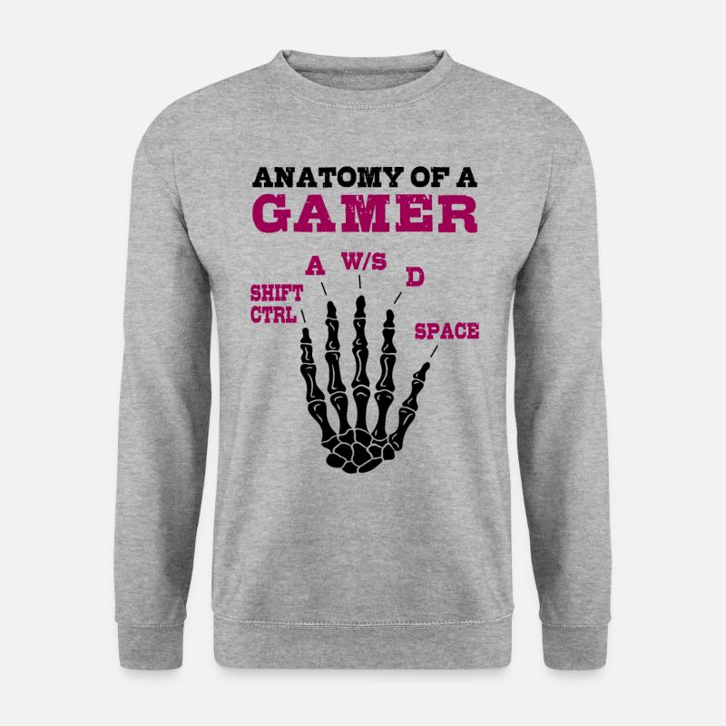Anatomie eines Gamers - Unisex Pullover - Weißgrau meliert