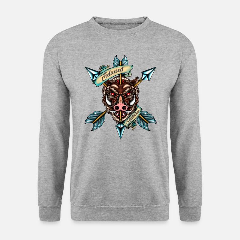 Eduard Hartmann Boar Head - Unisex Pullover - Weißgrau meliert