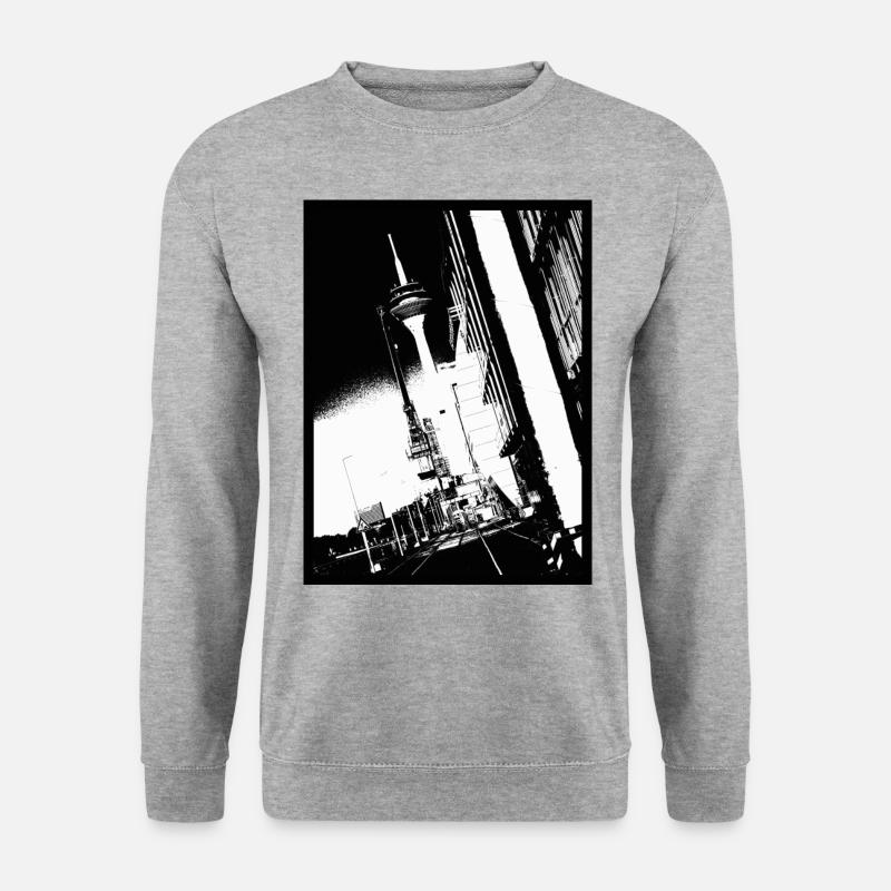 Düsseldorfer Hafen - Unisex Pullover - Weißgrau meliert